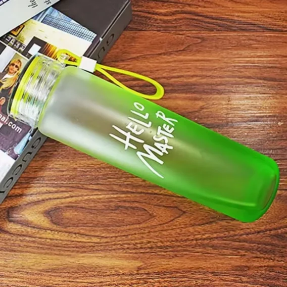 400ml Frosted Glass Drink Bottle: Portable, Colored, Gradient, Suitable for Kids, Boba Tumbler - Image 7
