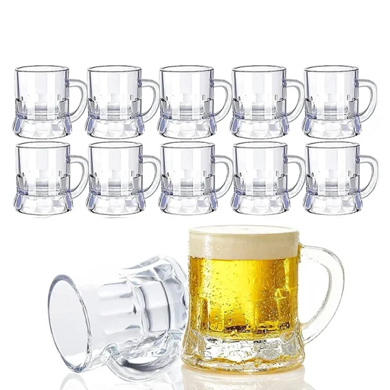 12PCS Mini Beer Mugs: Heavy Base Clear Shot Glasses for Party Drinks